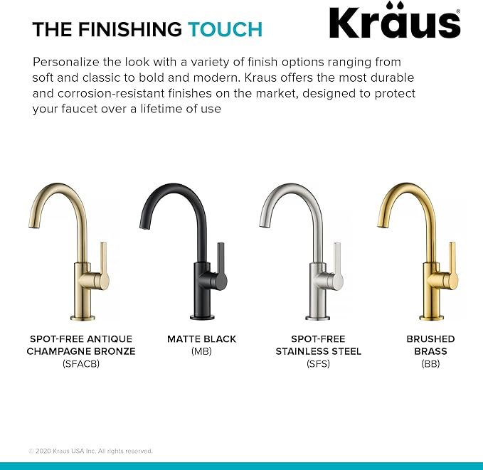 KRAUS Oletto Single Handle Kitchen Bar Faucet in Brushed Brass, KPF-2822BB