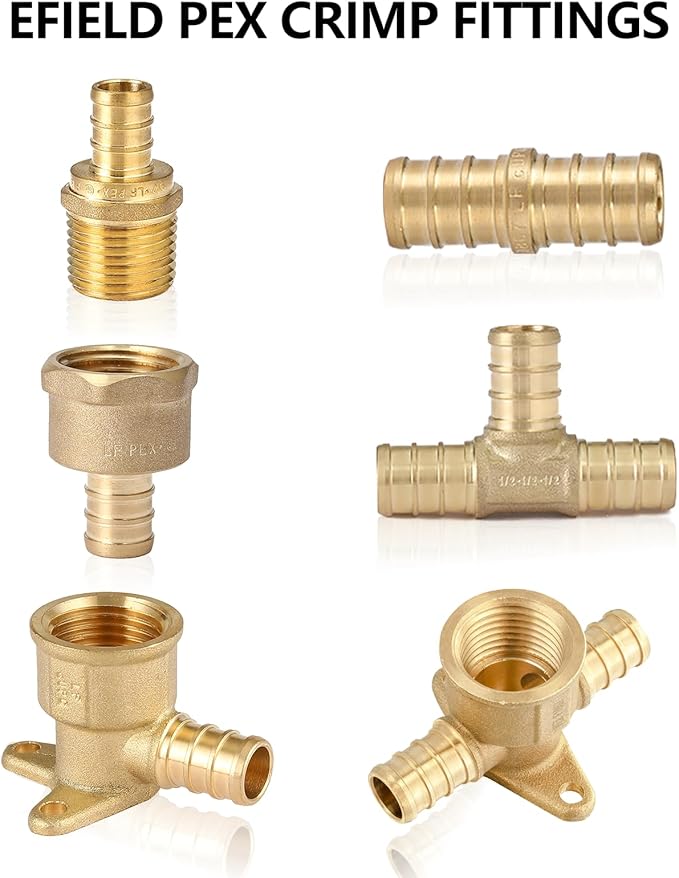 (Pack of 2) EFIELD Pex 3/4" Pex x 3/4" Female NPT Swivel Adapter Brass Barb Crimp Fittings,(PEX1807203)