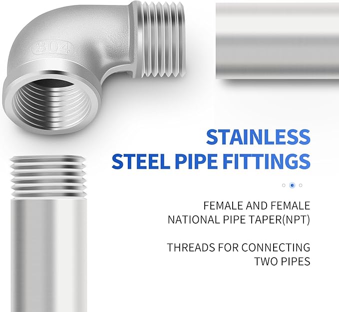 TAISHER 2PCS 304 Stainless Steel 90 Degree elbow,1-1/2" NPT Male Pipe to 1-1/2" NPT Female 304 Stainless Steel Pipe Fitting