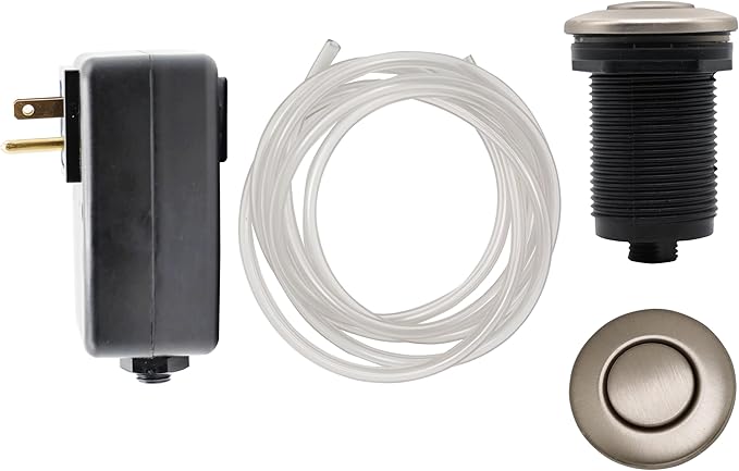 Disposal Air Switch Kit for Garbage Disposal Hands-Free UL Approved Includes 6' Air Tube 1-3/8" Air Button Safe & Convenient for Kitchen No Wiring Needed (Brushed Stainless Steel)