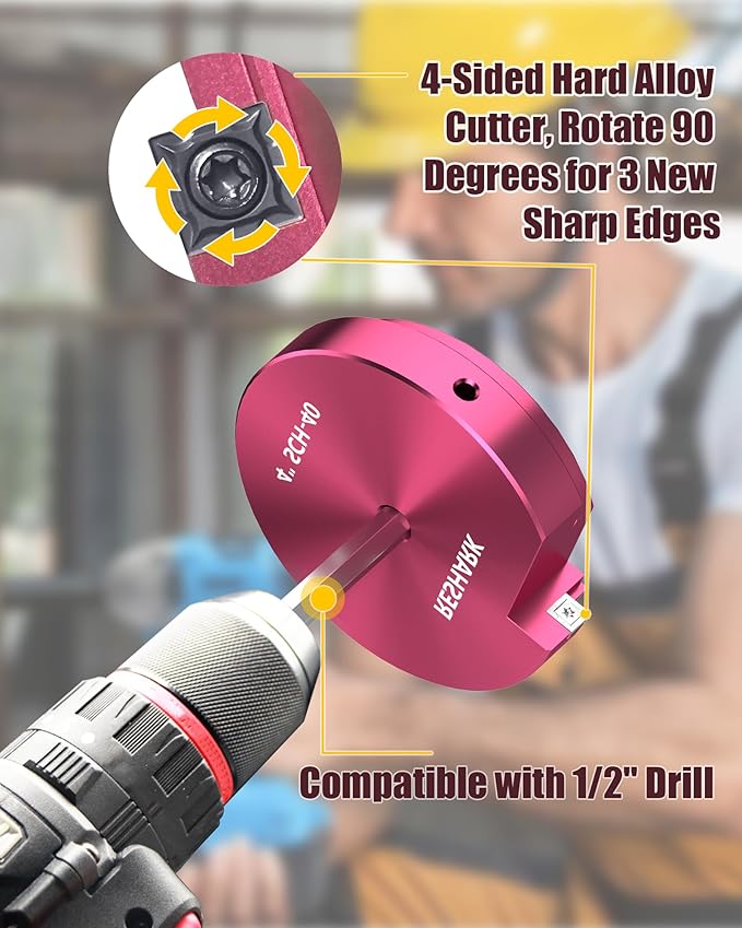 4 Pcs PVC Pipe Reamer Kit, PVC Fitsting Saver, Plastic Pipe Fitsting Reamer Socket Saver Plumbing Tool Includes 3/4'', 1'', 1 1/2'', 2'' for Schedule 40 Fits Standard 1/2" Drill