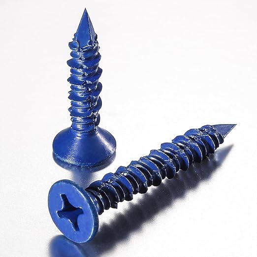 (30 PCS) 1/4''x5 Concrete Screw Anchor Blue Flat Head for Anchoring to Masonry, Block or Brick Stucco