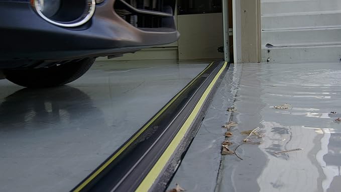 1 ½" High Garage Door Flood Barrier Threshold Kit (10'3") | Flexible PVC | Complete Kit Includes 2 Adhesives | GaraDry