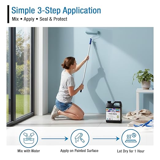 Rain Guard Paint Sealer Concentrate SP-9002 | Makes 2 Gallon | Protects Painted Concrete, Wood, Stone | Silane/Siloxane Acrylic Waterproofer | UV Resistant | Fast Drying | Semi-Satin Finish