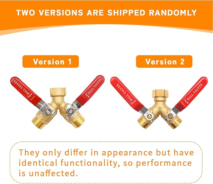 Hose Splitter 2 Way Heavy Duty Brass Garden Hose Splitter Full Flow Water Y Valve Faucet Splitter Connector with Shutoff 3/4 Inch GHT Thread & Quick Connect Hose Fittings