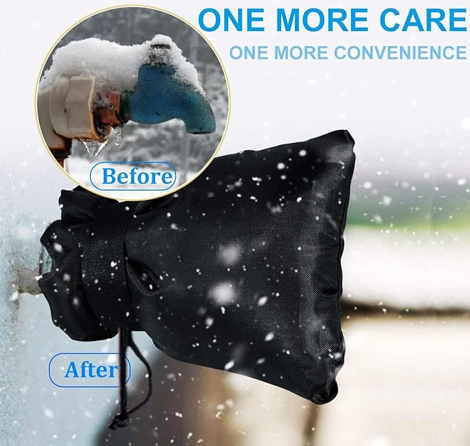 Outdoor Faucet for Winter, POROLIR 8.3" H x 6.7" W Thicker Insulation Faucet for Winter Hose Bib Insulated Faucet Sock Spigot Freeze Protection Black (4-Pack)