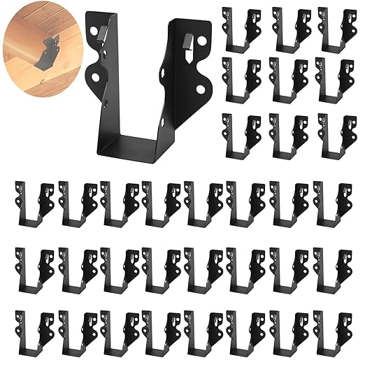 48 Pcs 2"x 4" Joist Hanger,Q235B Steel Black Powder Coated Face Mount Joist Hangers ,Hurricane Ties for Rafters,Tie Brackets for Floor Deck and Ceiling Joists