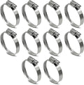 Embossed Worm Gear Hose Clamps Size#24, 1-1/4 To 2 inch Adjustable Heavy Duty Stainless Steel Hose Clamp, all 304 for Pool Hose Clamps (32-50 mm, 10 Pack)