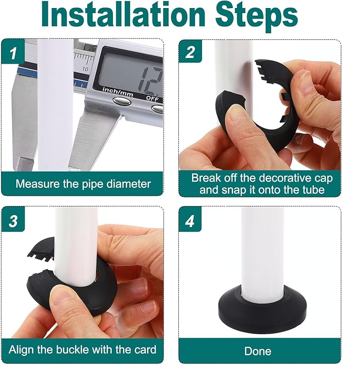 uxcell Escutcheon Plate, 1Pcs 32mm - Fit 1.26" Outer Diameter Split Pipe Flange Water Pipe Cover Collar Decoration, PP Plastic Plumbing Cover Plates (White)