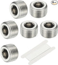 PATIKIL 3/8" NPT Male Internal Hex Pipe Fitting, 6 Pcs 304 Stainless Steel Pipe Plug Fitting Assortment Kit Countersunk Thread Head Socket Pipe Plug Fitting Adapter with Tape, Silver