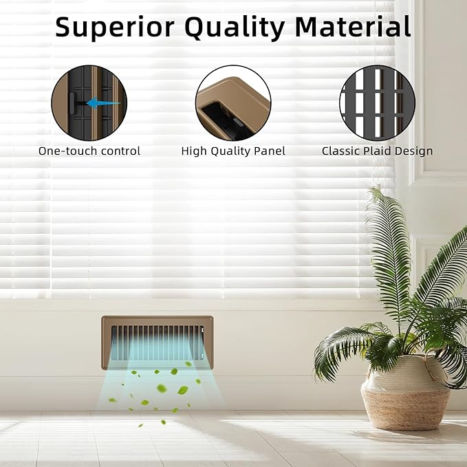 Floor Register 4x14, 6 Pack Floor Vent Covers for Home Floor Heavy Duty Steel Walkable Floor Vents Air Vent Covers for Sidewall and Floor
