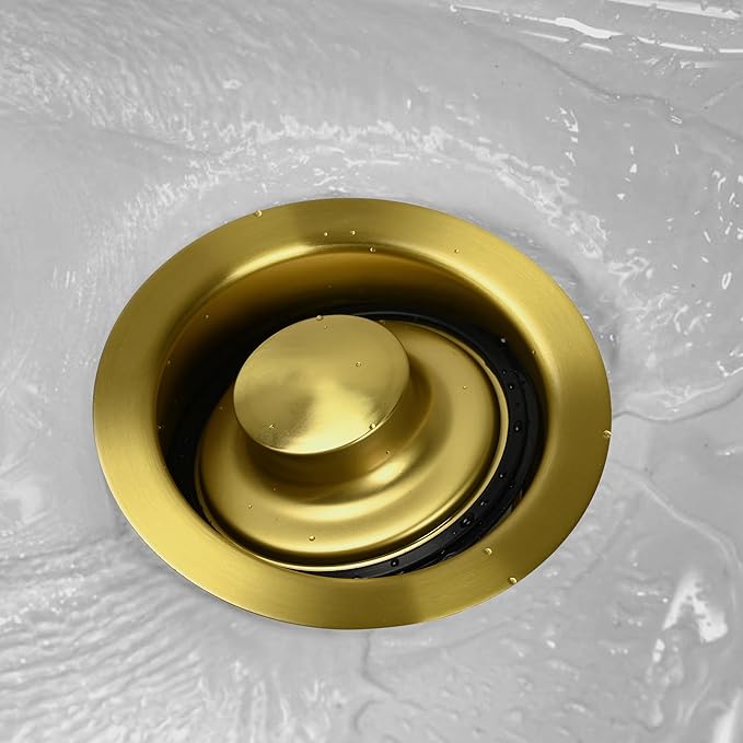 Sink Flange Gasket for Garbage Disposal and Sink Stopper Stainless Steel 3-1/2 inch Standard Sink Drain Opening Kitchen Sink Replacement Accessories (Gold Polished Brushed)