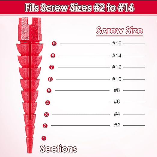 15 Pcs Wood Anchor, Stripped Screw Hole Repair Kit for Wood, Door Hinge Screw Hole Repair Fits Screws Sizes #2 to #16, Red