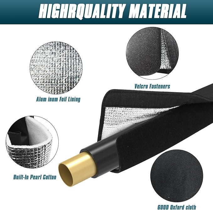 2 Pack HVAC Copper Pipe Insulation Cover, 600D Oxford, 72x10.2 in , AC Pipe Insulation Outdoor Wrap,Flexible Copper Line Insulation Sleeve for Central Air Conditioning Mini Splits，
