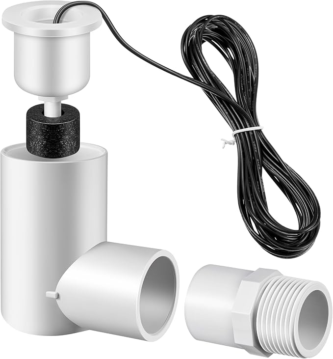 1 Pack SS2 Float Switch for Easy Installation, AC Float Switch with 3/4 Inch Adaptor and 6ft Wire, Water Level Accessory for HVAC System with Condensate Overflow Detection