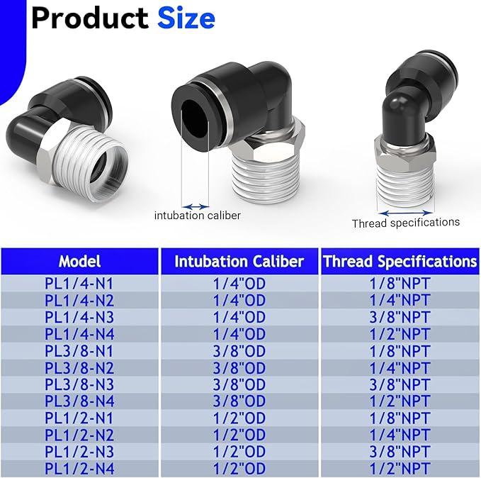 20Packs 3/8" OD Tube x 1/8" NPT Thread Male Straight and Elbow Push to Connect Fittings,Pneumatic Quick Connect Air Line Hose Fittings Accessories