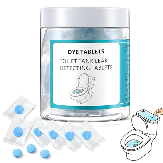 Demissle Toilet Leak Detection Tablets, 30 Pcs Blue Bowl Dye Tablets with Storage Bottle, Detect Silent Tank Leaks, Water Tracer Dye for Bathroom Toilets Detection