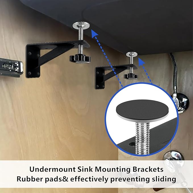 4Pcs Undermount Sink Brackets Sink Repair Kit Adjustable Undermount Sink Support, Undermount Kitchen Sink Brackets, Undermount Sink Mounting Brackets for Narrow Cabinet