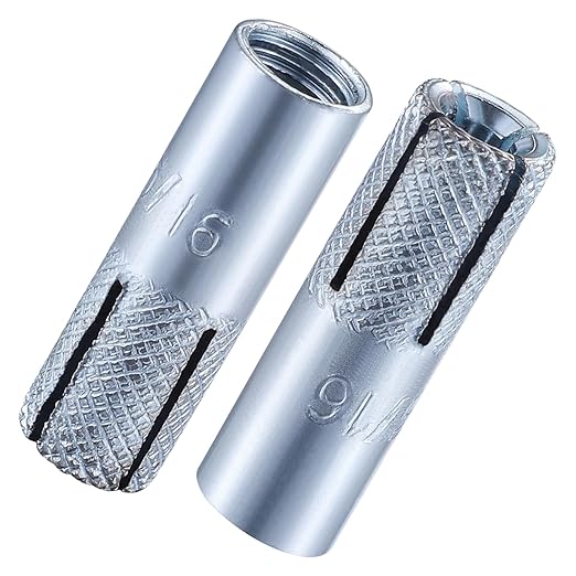 Wensilon(100 pcs) 5/16"-18 Premium Zinc Plated Carbon Steel Drop in Anchors Assortment, Knurled Drop-in-Anchor for Solid Concrete, Internal Forced Expansion Screw Bolts