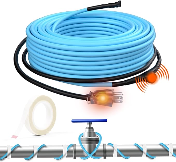 HEATIT 90Ft Heat Tape for Water Pipes, Self-Regulating Heating Cable for Metal and Plastic Pipes, Water Pipe Freeze Protection, Energy-Saving Pipe Heating Cable, ETL Listed, 120V 5W/FT
