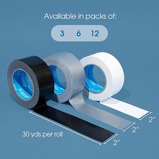 Spartan Industrial - 2" X 30 yd Silver Duct Tape - 12 No-Residue Tape Rolls for Heavy Duty Industrial, DIY, Auto Projects - Water-Resistant 9 Mil