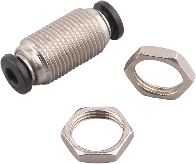 Bulkhead Union Push to Connect Tube Fitting 5/32 Inch Tube OD Double Threaded (5 Packs)