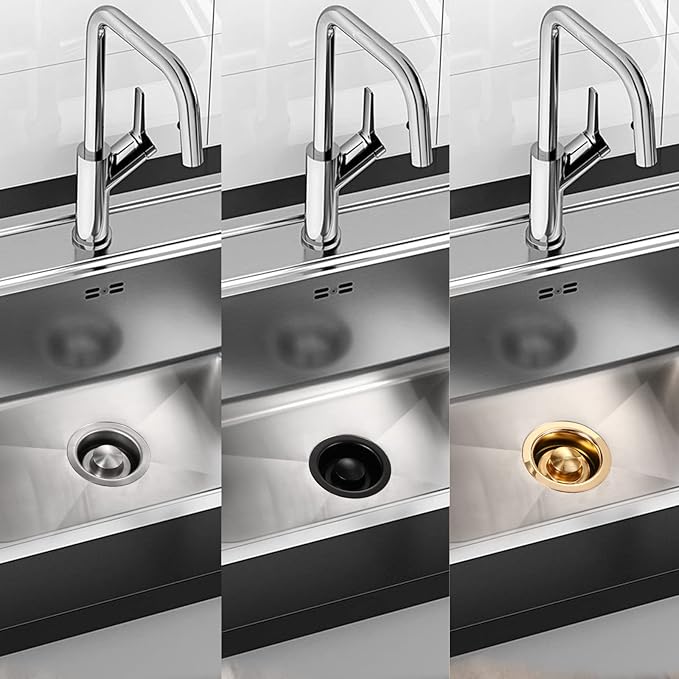 RQYEKDO Garbage Disposal Flange Stopper Collar Sink Baffle Kit, Fit Universal 3-1/2 Inch Standard Sink Drain Hole，Kitchen Sink Flange Stopper Replacement Accessories,Stainless Steel (Black)