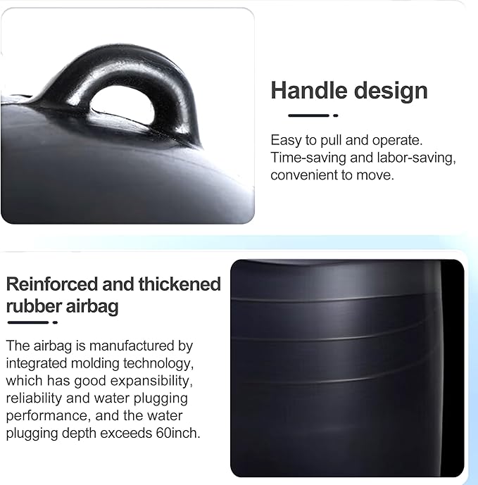 6 Inch Inflatable Pipe Plug, Water Shut Off Airbag for Drain & Sewer Lines - Reusable Rubber Test Ball, Temporary Water Blocker for Pipe Repair, Closed Water Testing & Maintenance