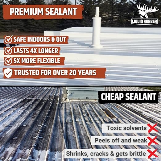 Liquid Rubber Color Waterproof Sealant - Elastomeric Roofing Coating for Flat or Slope Roofs & Foundations - DIY Paint & Leak Repair Membrane Compatible with Metal & Concrete - Light Gray, 1 Gallon