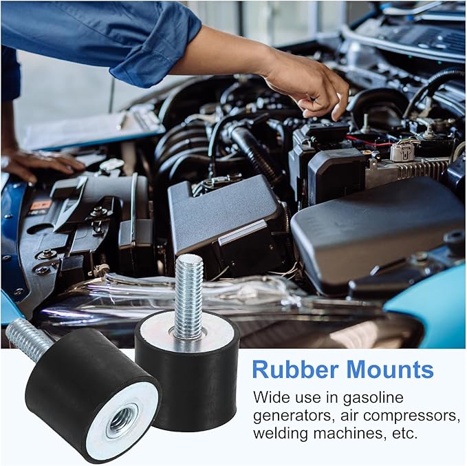 uxcell M8 Rubber Mounts, 1Pcs 30x25mm(DxH) Rubber Cylindrical Anti Vibration Isolator Shock Absorber with Lock Nut for Car Bobbin Generator Air Compressors