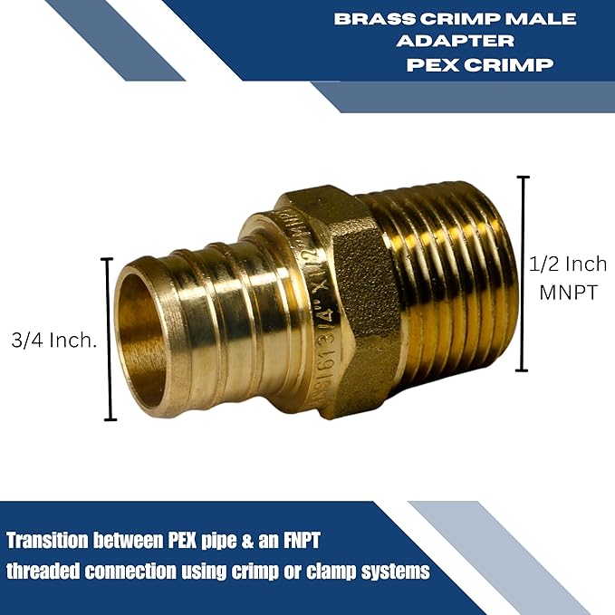 XFITTING 3/4 inch Pex x 1/2 inch Male NPT Adapter, 24-4-5=10X, 10 Pieces