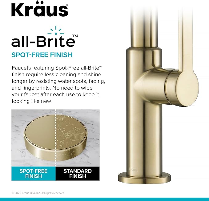 KRAUS Oletto Single Handle Pull Down Kitchen Faucet in Spot Free Antique Champagne Bronze, KPF-2820SFACB