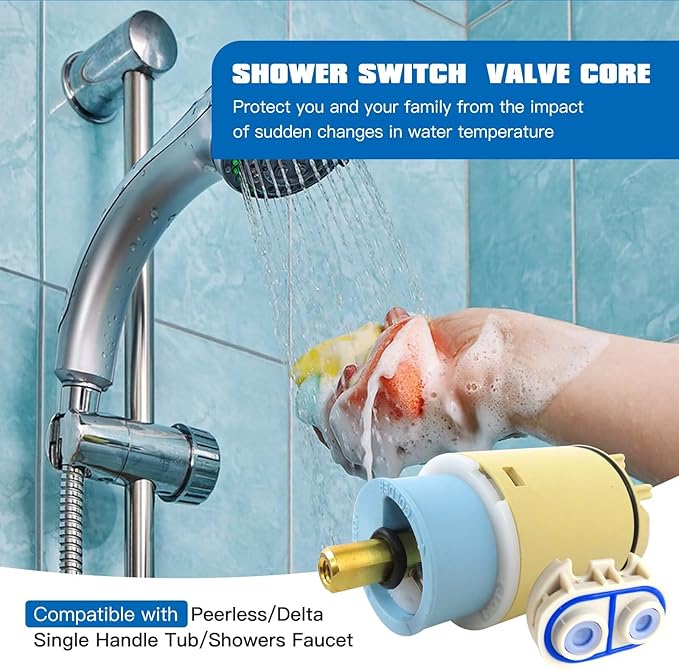 Xspeedonline Single Function Pressure Balance Cartridge Replacement with Check Valve Compatible for Delta, for Peerless Replaces RP70538 RP73625 Compatible for Single Handle Tub Shower Faucets