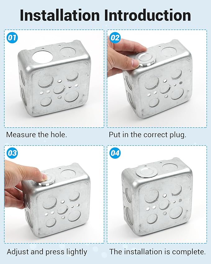 12 Pcs 1/2 inch Knockout Seal Electrical Box Knockout Plugs Removable Seals for Conduit Pipe Assorted Sizes to Fit Unused Electrical Box Openings