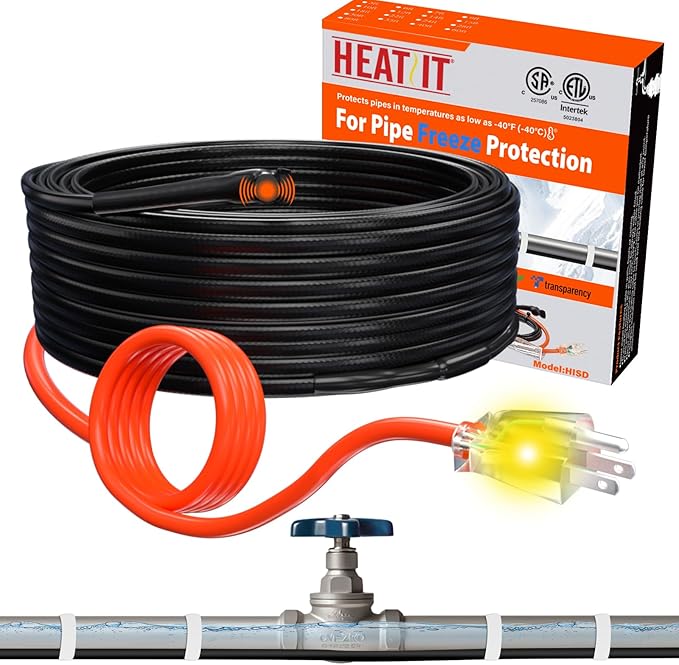 HEATIT Pipe Heat Tape - CSA & ETL Certified Heat Cable for Pipes, Prevents Pipe Freeze, Energy-Saving & Easy Install, Keeps Pipes Ice-Free, Durable, Worry-Free, Trusted Choice HISD 15ft, 7w/ft, 120V