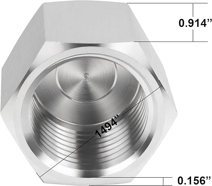 Stainless Steel 304 Hex End Cap 1" NPT Female Pipe Fitting 2pcs