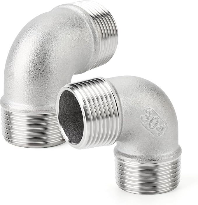 TAISHER 2PCS 304 Stainless Steel 90 Degree elbow,1/2" NPT Male × 1/2" NPT Male Thread Pipe Fitting