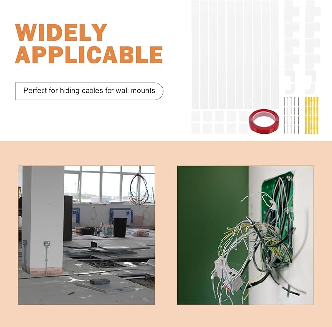 NOLITOY Cord Cover Kit Wire Channels to Hide Wires Cable Hiders Conceal Cords Wall Easy Install Paintable Wall Mounted for Home Office