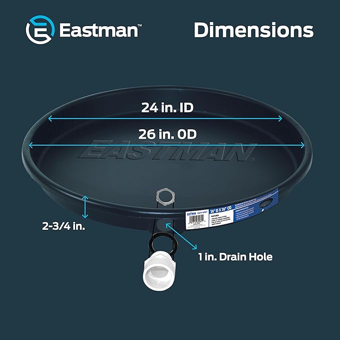 Eastman Water Heater Drain Pan with PVC Fittings, 24 Inch ID x 26 Inch OD Compression, 60082