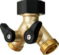 DBR Tech® Heavy Duty 2 Way Hose Splitter (Premium Brass for Superior Durability), Wye Garden Hoses Connector for Water Spigot Faucet Bib Tap, Double Shut Off Valve, Y Adapter, Rust-Resistant Finish
