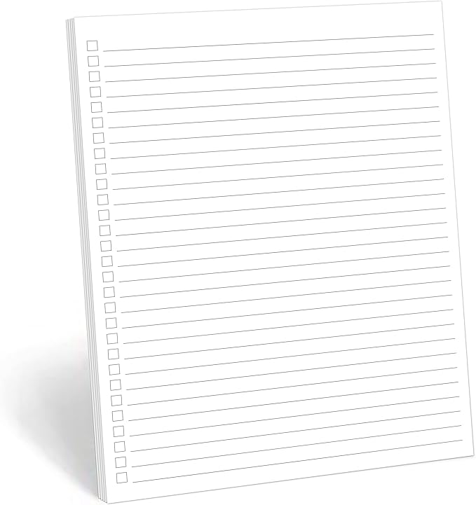 321Done Checklist Notepad - (8.5" x 11") Wide-Ruled Letter Size, to-Do's Notepad Tear Off, Planning Memo Pad, Planner Checklist Organizing - Made in USA - Unisex Minimalist Simple Checkboxes in List