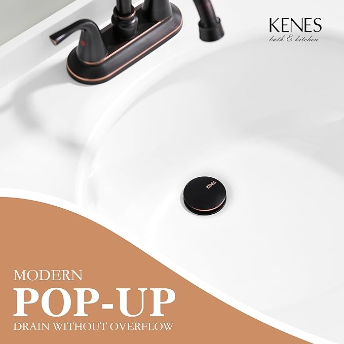 KENES Oil Rubbed Bronze Bathroom Vessel Pop Up Sink Drain, Vanity Faucet Sink Drain Stopper, Sink Drain Assembly Without Overflow Anti Clog Pop Up Drain