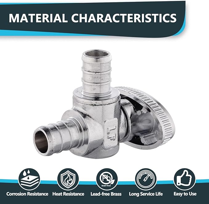 (Pack of 50) Seelink Pex Crimp 1/4 Turn Angle Stop Valve, 1/2" Pex Barb Crimp (F1807), Chrome Plated Brass(VALVE102-50Pack)