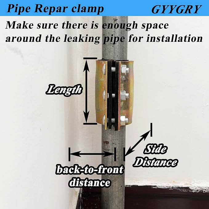Water Pipe Repair Clamp,OD of The Applied Pipe is about 2.37 inch,Leak Sealer for Pipes and Plumbing,Length 4.72 inch,Suitable for PE/PPR/Steel/Iron Pipe,Bronze