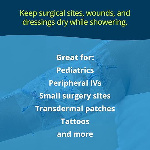 TIDI 50010-CSE AquaGuard Sheet – 7” x 7” – (Area of Coverage: 5” x 5.5”) – Shower Protection Sheet – Self-Adhesive Moisture Barrier – Wound Cover for Showering – 98 Sheets – Home Medical Supplies