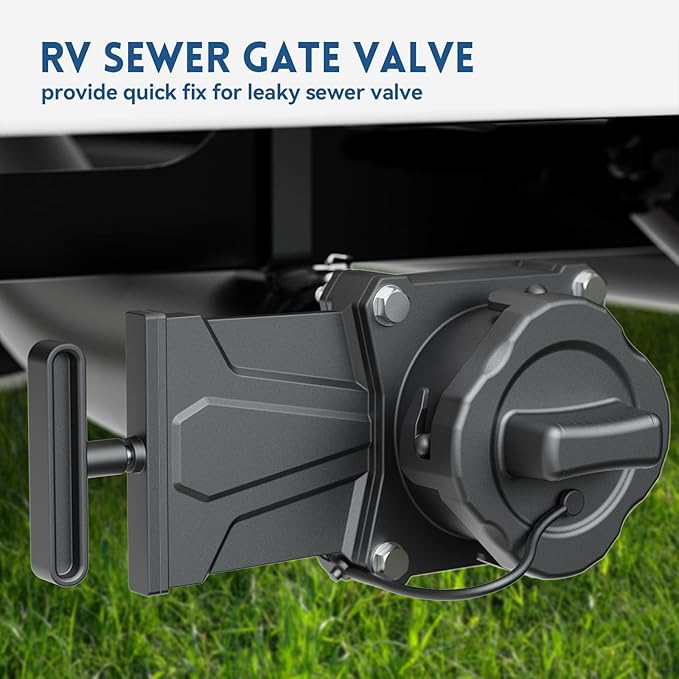 DUMPMAN RV Sewer Gate Valve, Shut Off Valve with Leak-proof Cap, Twist-on Sewer Hose Valve, Fit for 3" Drain Pipe