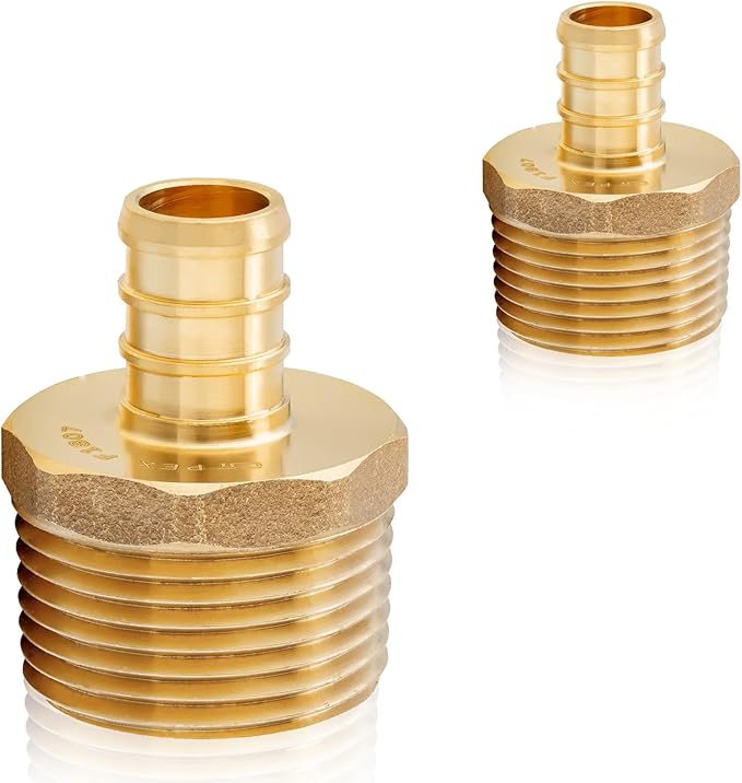 HeSun 50-Pack PEX Fittings, 1/2" PEX x 3/4" Male NPT, Brass Pex Male Adapter, Crimp Fitting for Pex Pipes, ASTM F1807