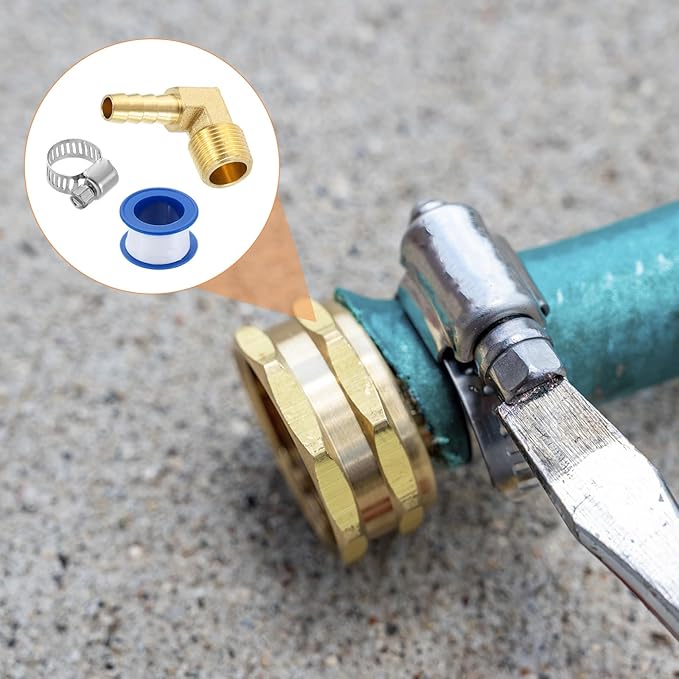 uxcell 2Pcs Brass Hose Barb Fittings, 5/16" x 3/8" NPT 90 Degree Elbow Hose Connector with Hose Clamps for Water Fuel Gas Oil Transportation