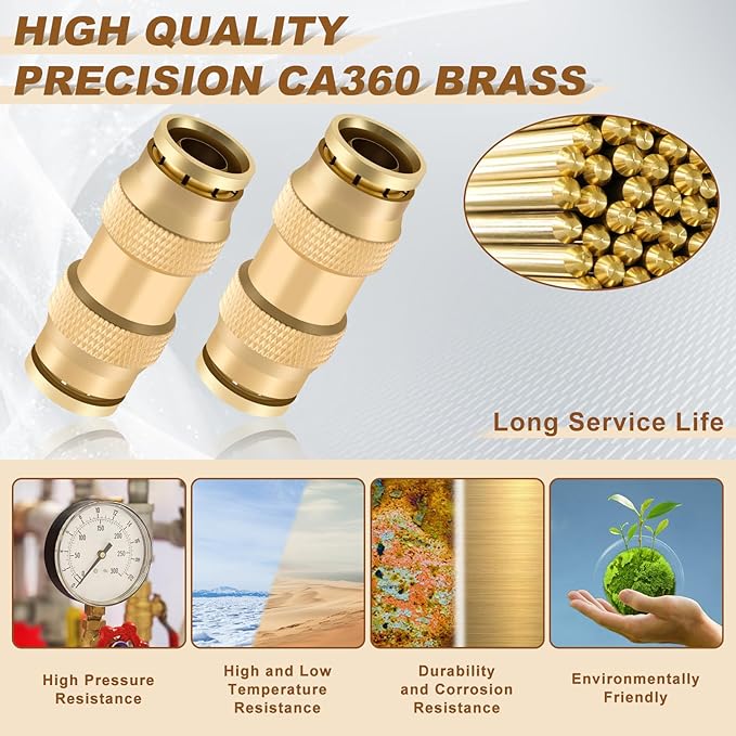 5/16" Quick Push to Connect Fittings Brass Union Straight Joint DOT Approved 5/16 inch tube OD Air Line Adapter Air Spring Suspension Kit for Car Truck Trailers and Air Brake System 5pcs