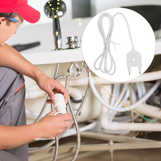 Water Leak Sensor Probe with 1M Stainless Steel Electrode Reusable Water Detection Probe for Home Leak Alarm Parts for Kitchen Bathroom Basement